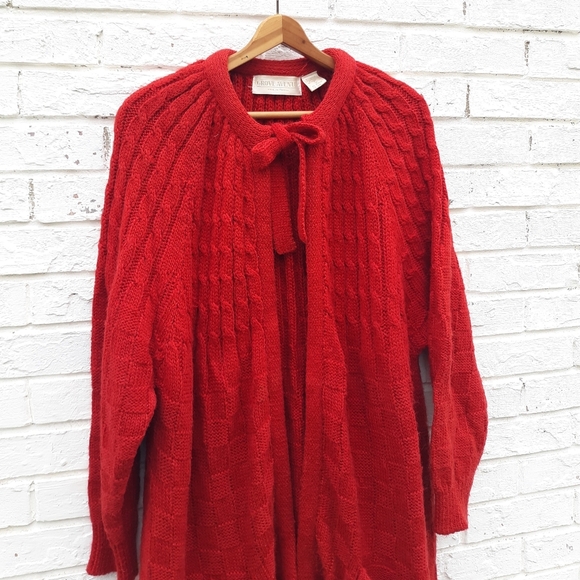 Vintage Sweater Cardigan Granny Red Wool Blend - Picture 3 of 9